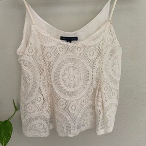 White cropped lace tank